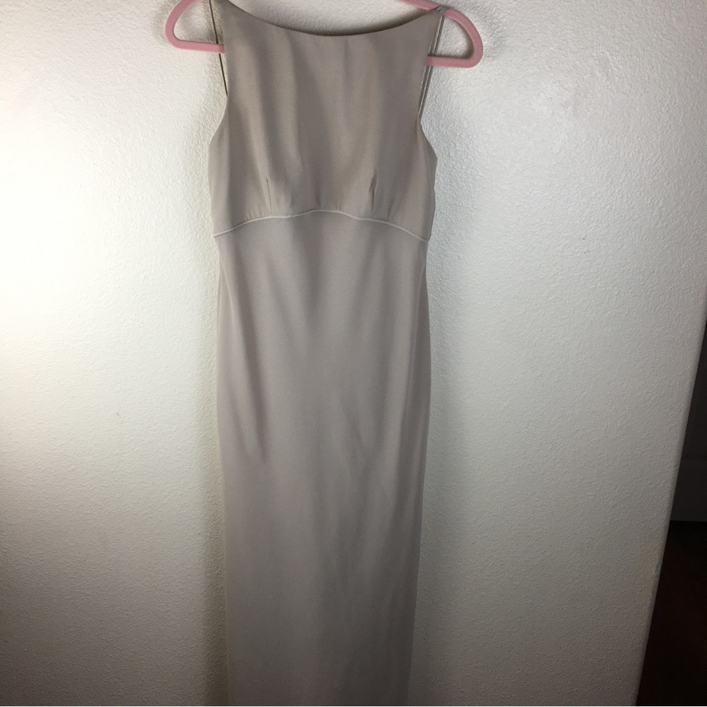 Ann Taylor Beige Square Neck Spaghetti Strap Elegant Flowy Evening Gown Sz 6